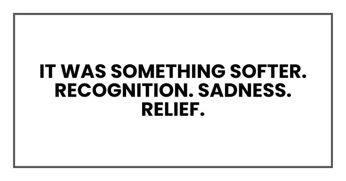 it was something softer. Recognition. Sadness. Relief.