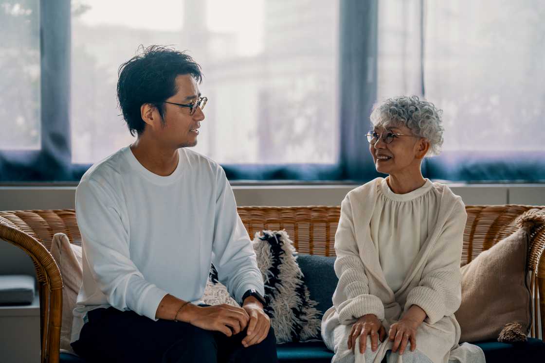 A mother and her adult son