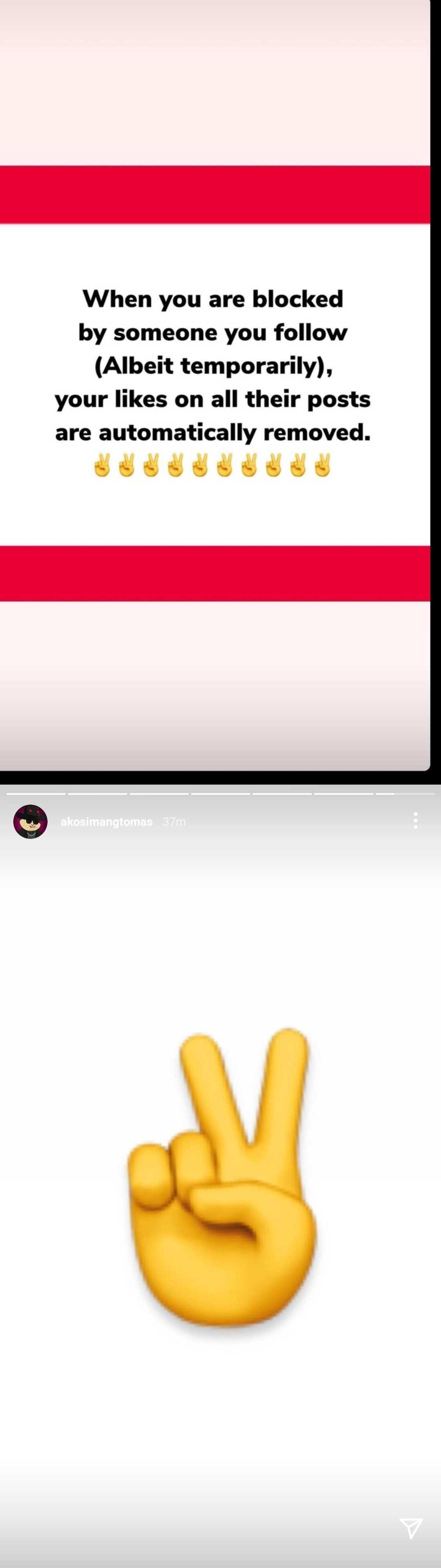 Tom Rodriguez posts then deletes IG story about consequences of blocking someone