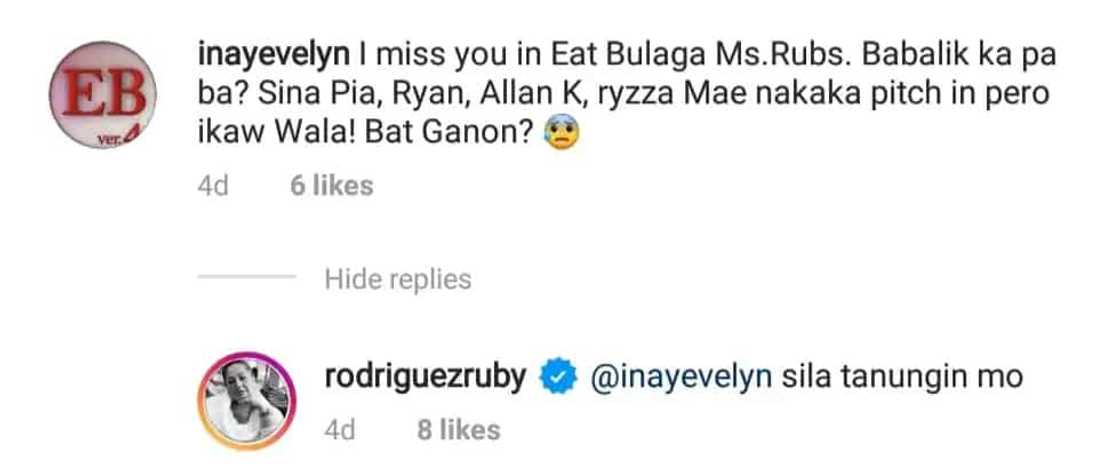 Ruby Rodriguez gets an office job amid prolonged absence on Eat Bulaga Ruby Rodriguez gets an office job amid prolonged absence on Eat Bulaga