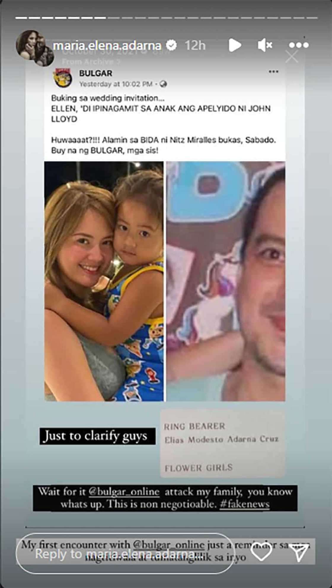 Ellen Adarna, nirepost unang encounter umano sa local tabloid: “Attack my family, you know whats up #fakenews”