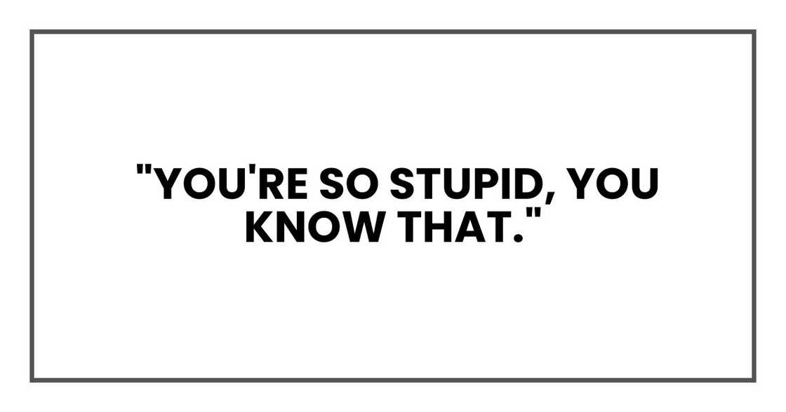 You're so stupid, you know that.