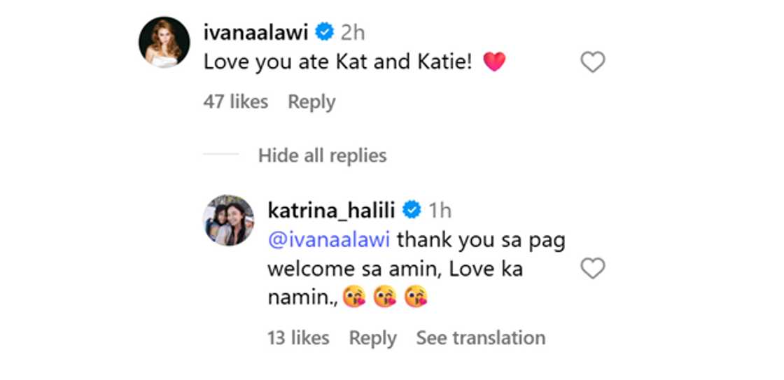 Ivana Alawi, Katrina Halili share sweet exchange in social media comments Ivana Alawi, Katrina Halili share sweet exchange in social media comments