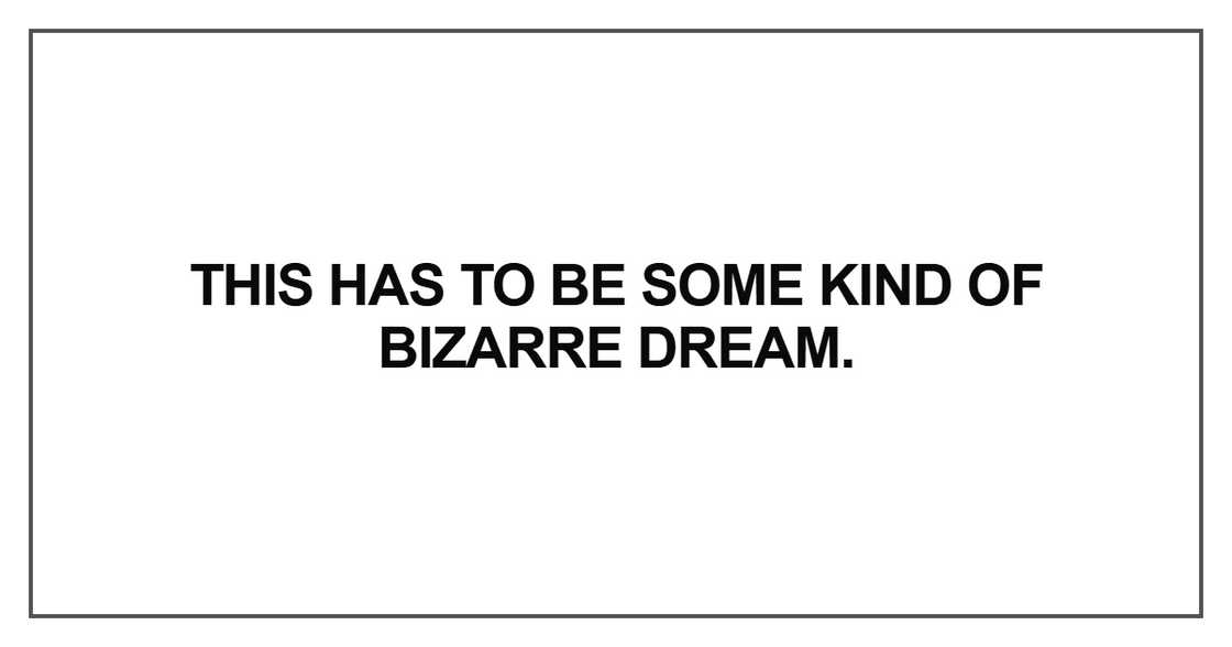 This has to be some kind of bizarre dream