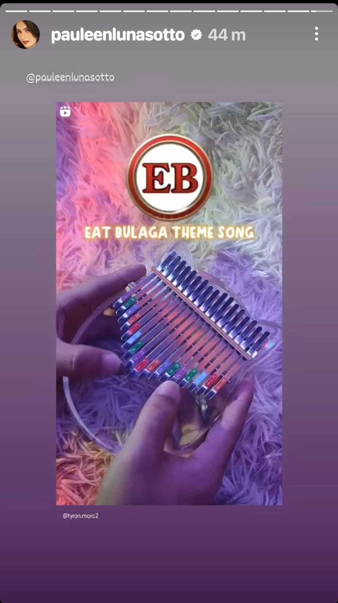 Pauleen Luna, Ryzza Mae Dizon, nag-share ng video ng 'Eat Bulaga' theme song cover ng isang kalimba player Pauleen Luna, Ryzza Mae Dizon, nag-share ng video ng 'Eat Bulaga' theme song cover ng isang kalimba player