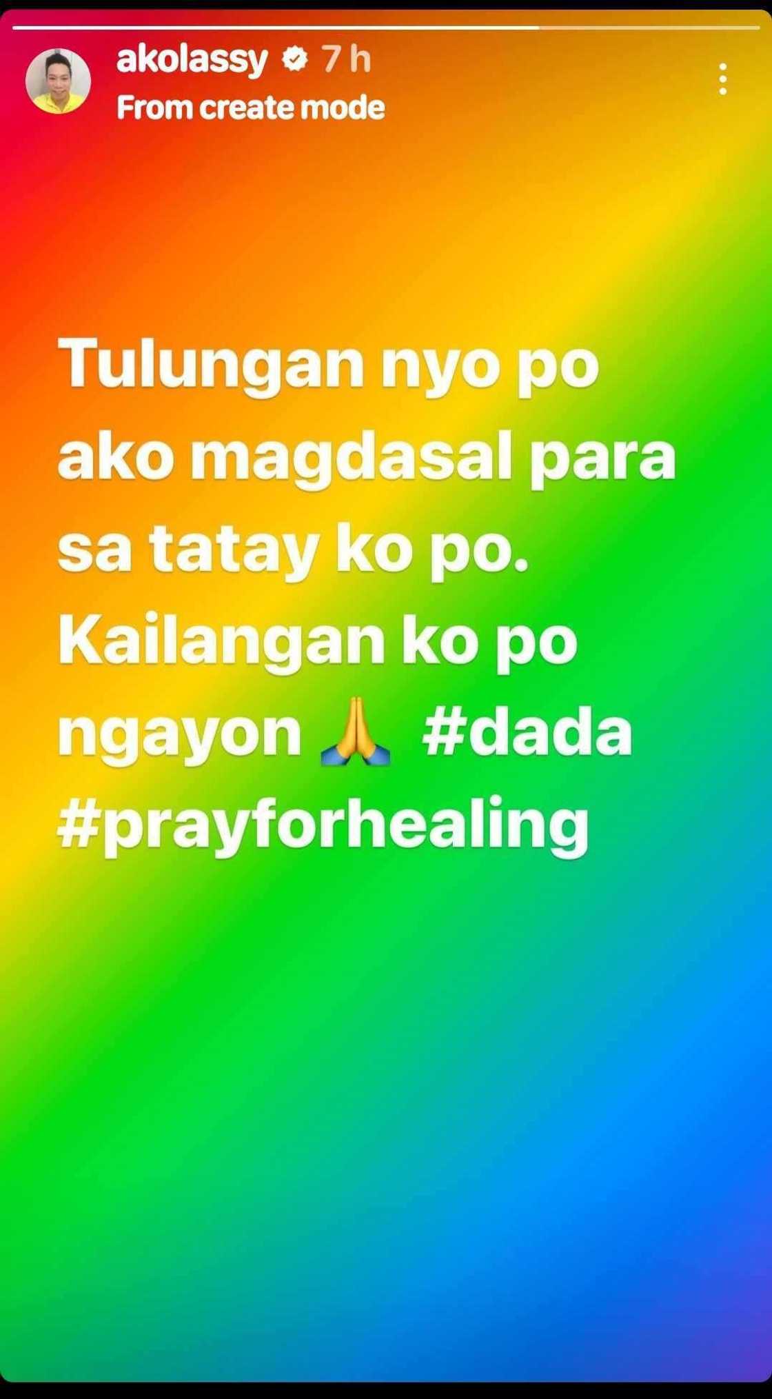 Lassy, humiling ng panalangin para sa ama: “Pray for healing” Lassy, humiling ng panalangin para sa ama: “Pray for healing”
