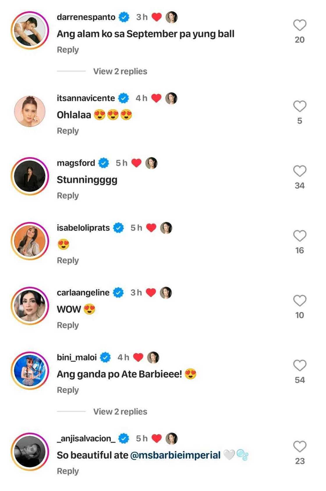 Celebrities gush over stunning pics of Barbie Imperial in pearl-filled dress Celebrities gush over stunning pics of Barbie Imperial in pearl-filled dress