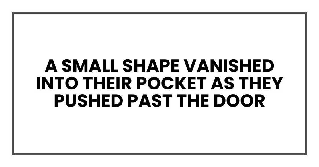 A small shape vanished into their pocket as they pushed past the door