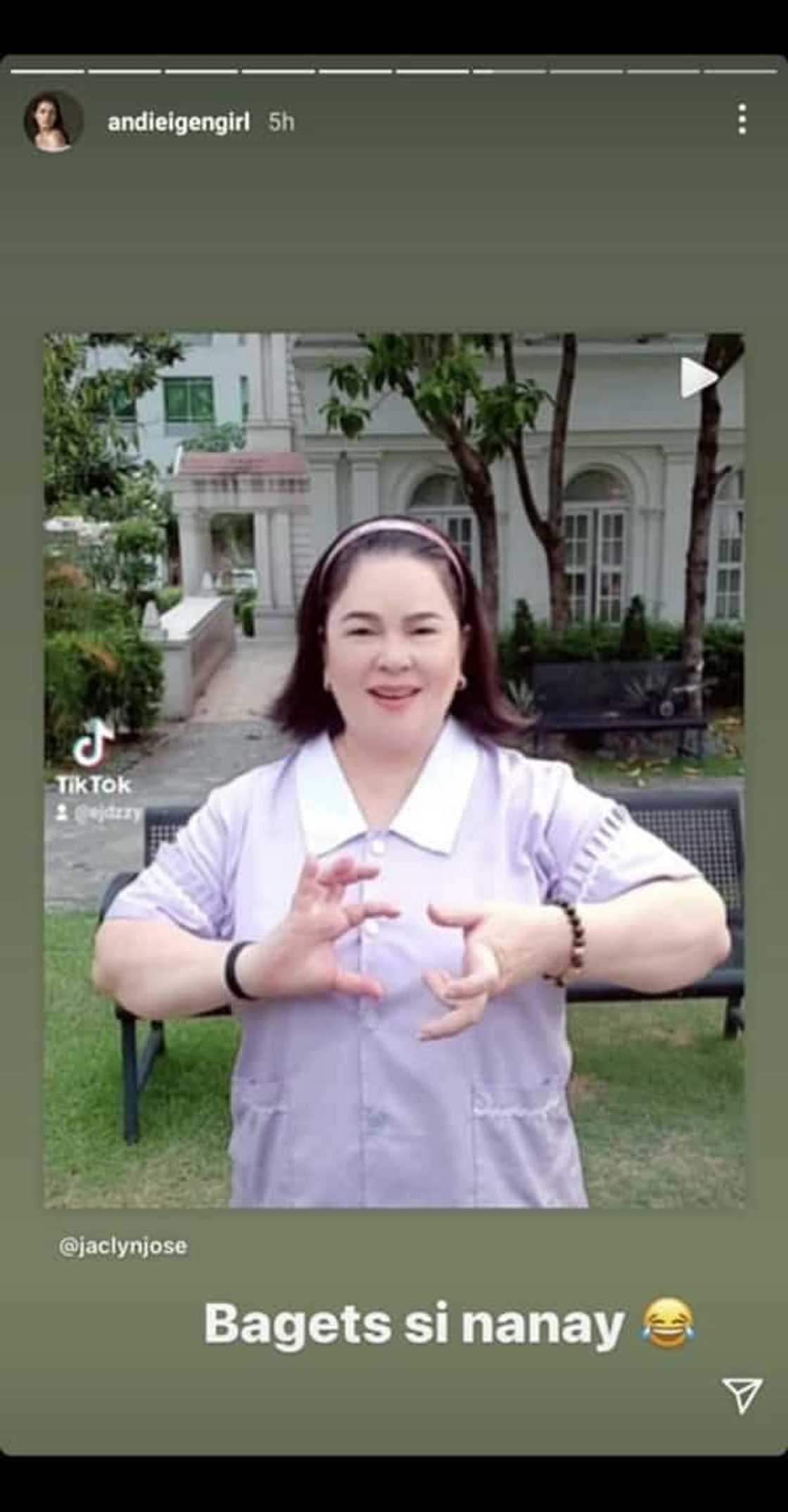 Andi Eigenmann, tinawag na "bagets" ang ina na si Jaclyn Jose sa viral nitong TikTok video Andi Eigenmann, tinawag na "bagets" ang ina na si Jaclyn Jose sa viral nitong TikTok video
