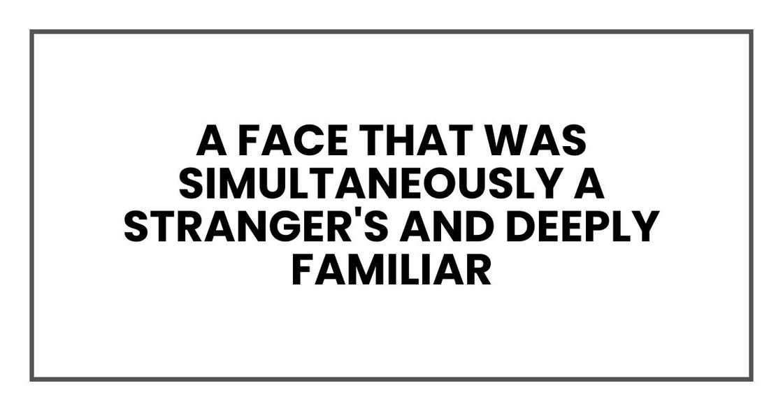 a face that was simultaneously a stranger's and deeply familiar a face that was simultaneously a stranger's and deeply familiar