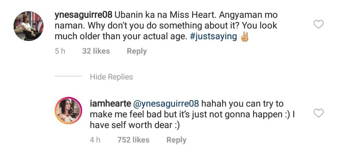 Heart Evangelista laughs off basher's comment about her looking 'older than her age' Heart Evangelista laughs off basher's comment about her looking 'older than her age'