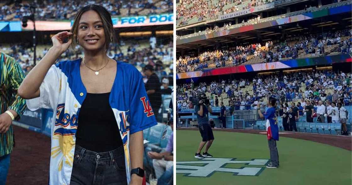 Ylona Garcia, kinanta ang Philippine National Anthem sa isang baseball match sa Los Angeles Ylona Garcia, kinanta ang Philippine National Anthem sa isang baseball match sa Los Angeles