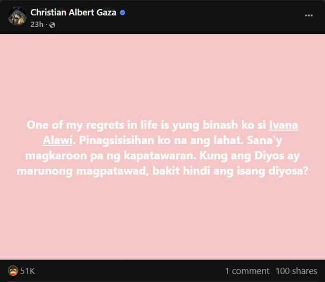 Xian Gaza, tinawag na “diyosa” si Ivana Alawi; humingi ng paumanhin: “Pinagsisisihan ko na lahat”