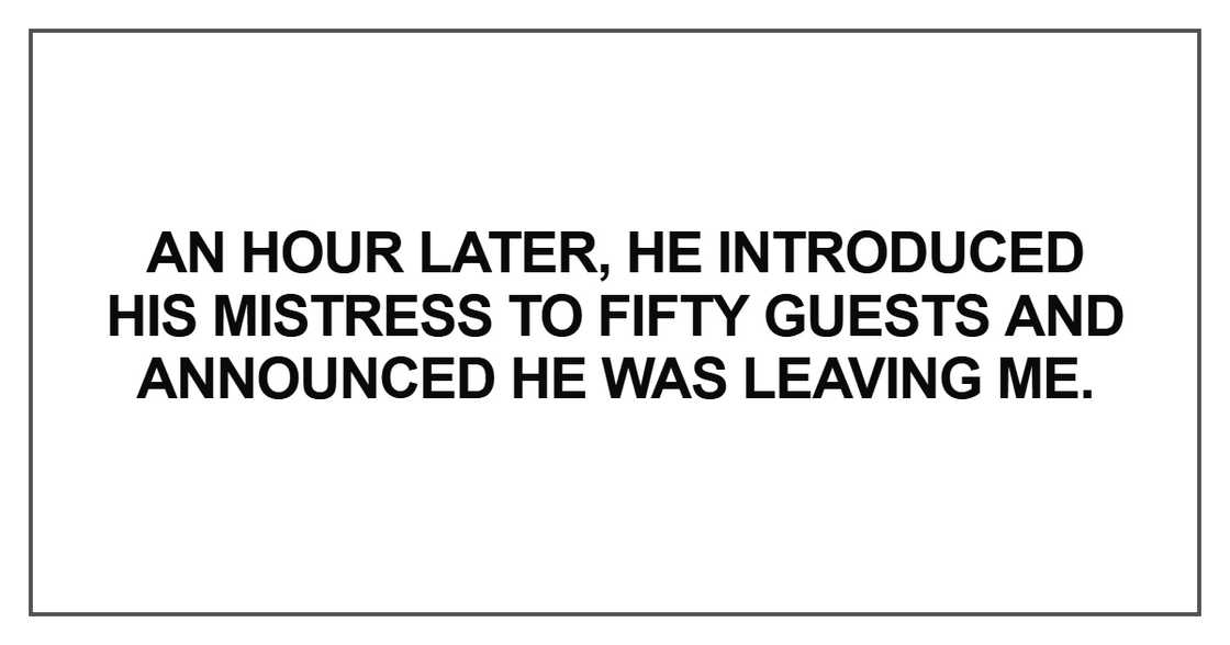 An hour later, he introduced his mistress