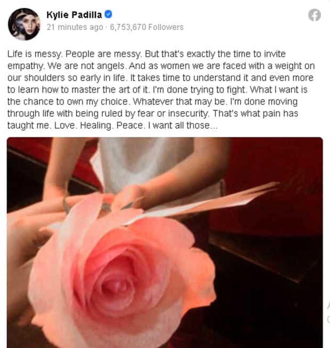 Kylie Padilla's "life is messy" reflection post goes viral; actress bent on moving on Kylie Padilla's "life is messy" reflection post goes viral; actress bent on moving on