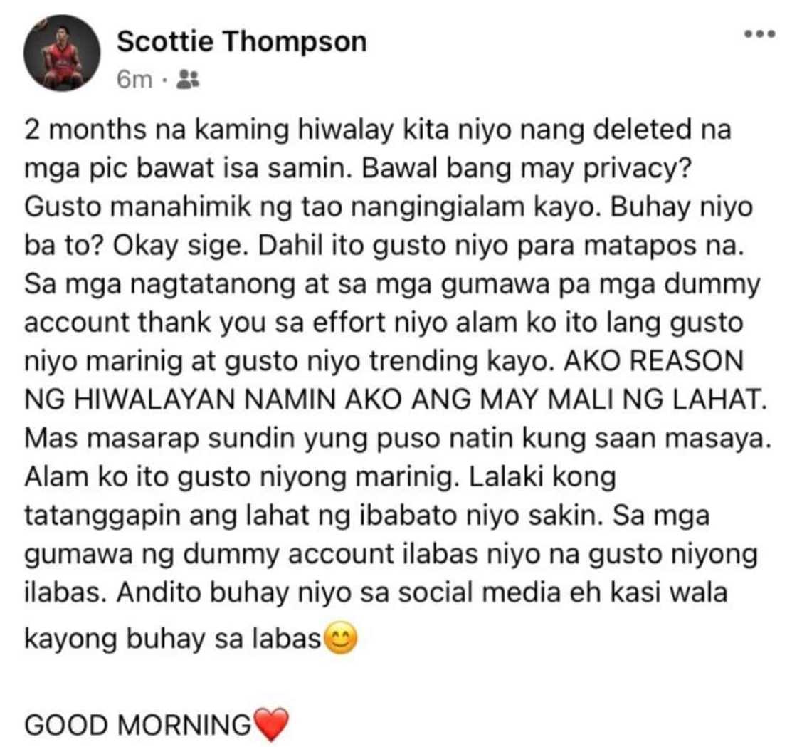 Scottie Thompson, niresbakan mga bumabatikos sa pagpapakasal niya: "Nangingialam kayo" Scottie Thompson, niresbakan mga bumabatikos sa pagpapakasal niya: "Nangingialam kayo"