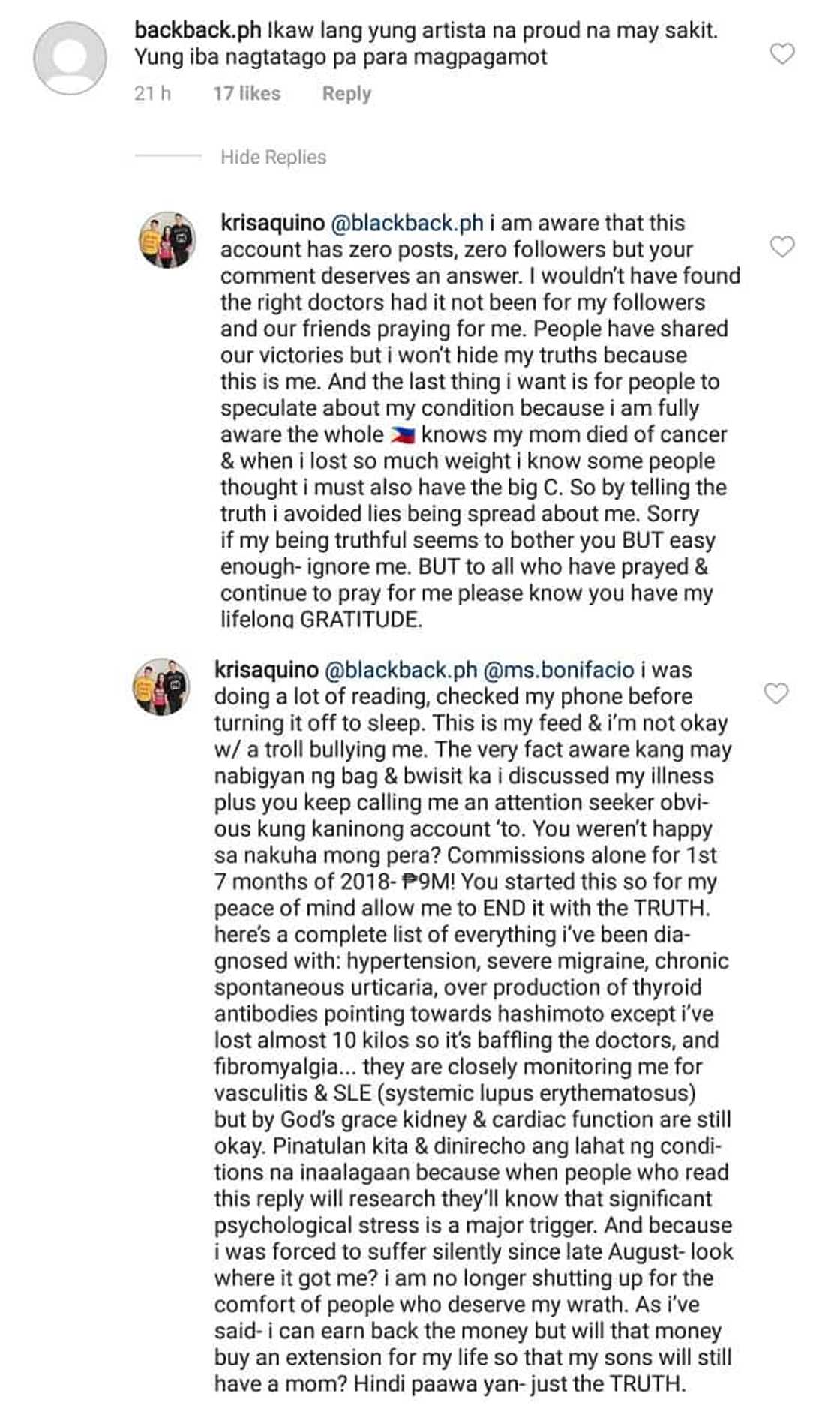 Kris Aquino reveals that she has been diagnosed with 5 health disorders Kris Aquino reveals that she has been diagnosed with 5 health disorders