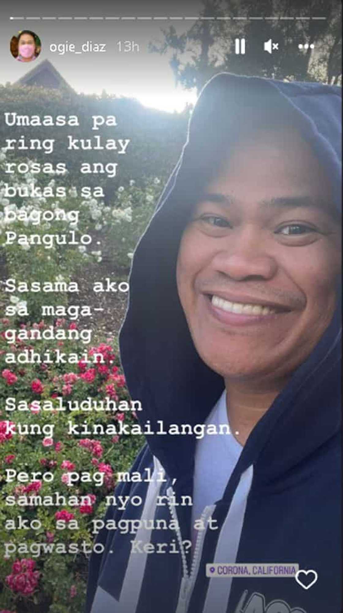 Ogie Diaz, susuportahan umano magagandang adhikain ng bagong pangulo pero pupunahin ang mali Ogie Diaz, susuportahan umano magagandang adhikain ng bagong pangulo pero pupunahin ang mali
