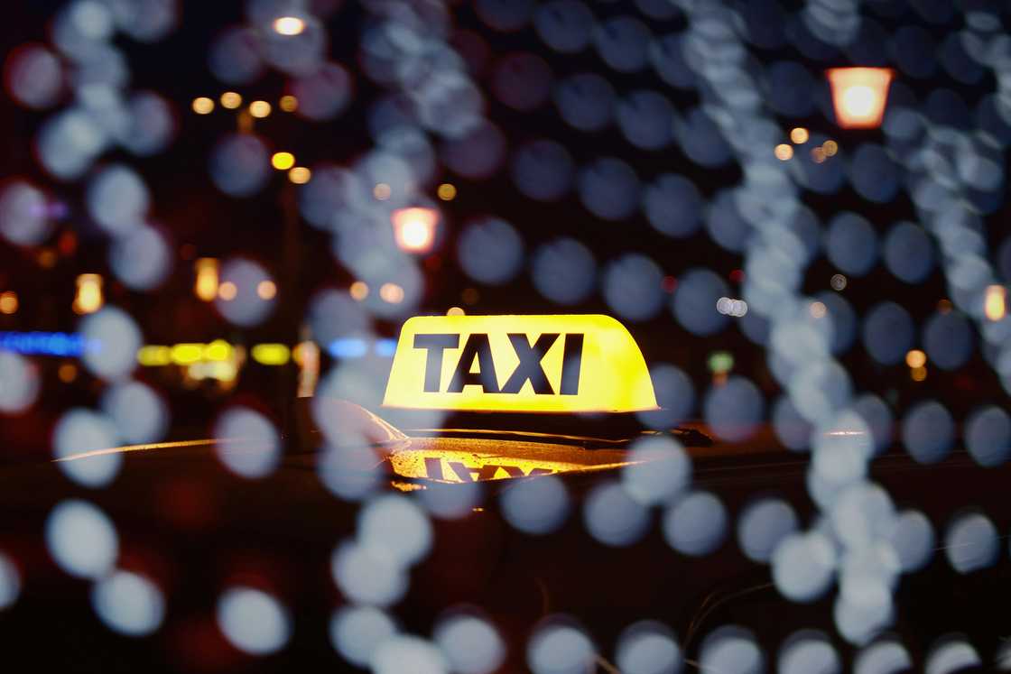A taxi at night