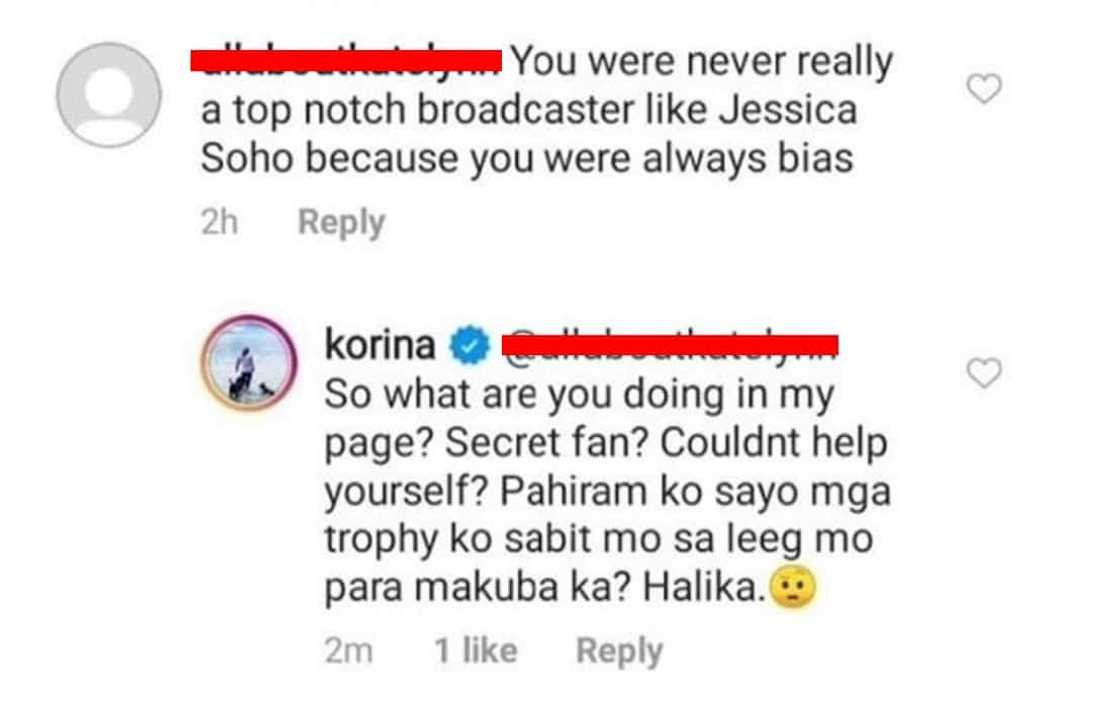 Korina Sanchez lambasts netizen who compared her with Jessica Soho Korina Sanchez lambasts netizen who compared her with Jessica Soho