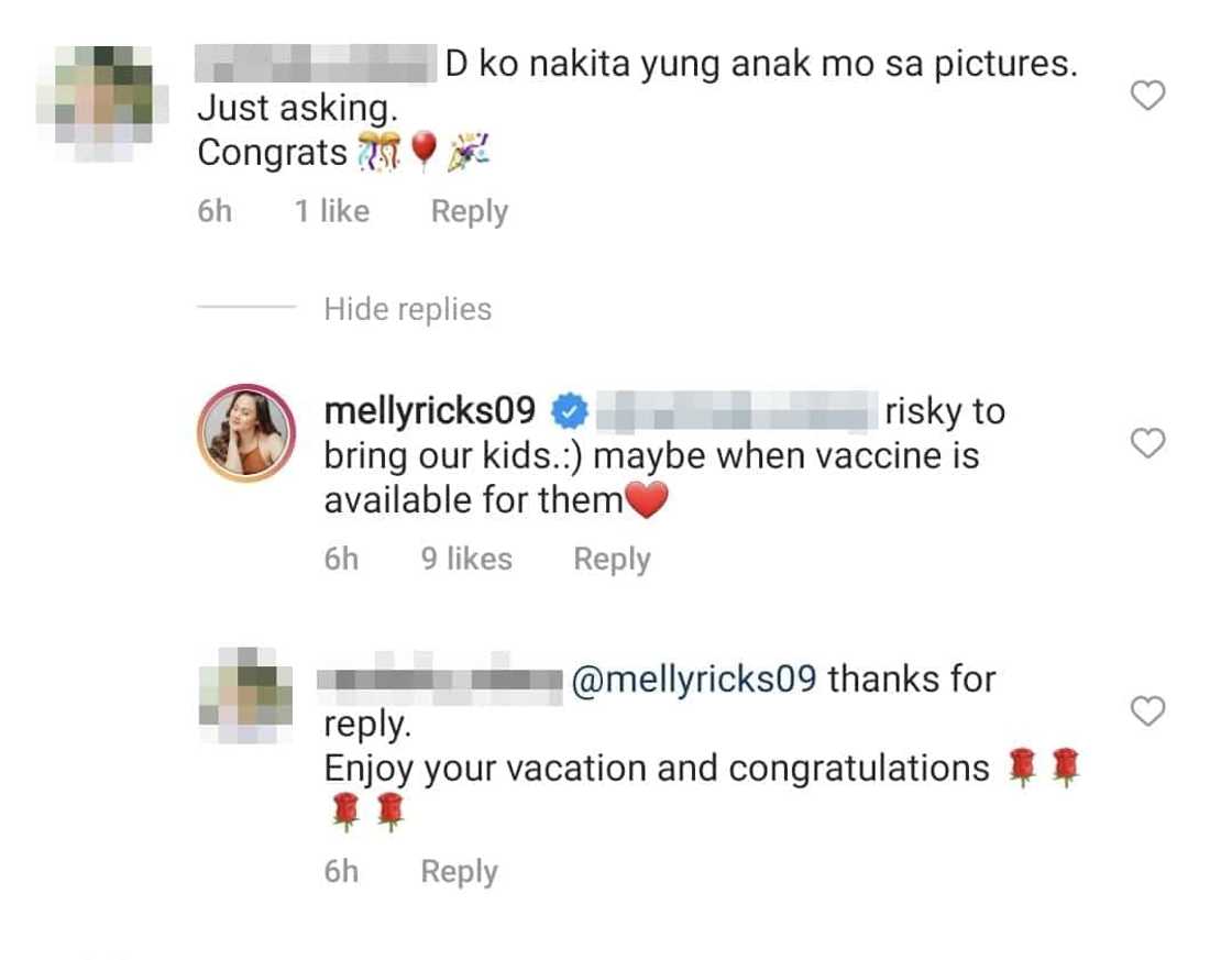 Melissa Ricks, sinagot ang netizen na nakapansing wala ang anak niya sa kasal