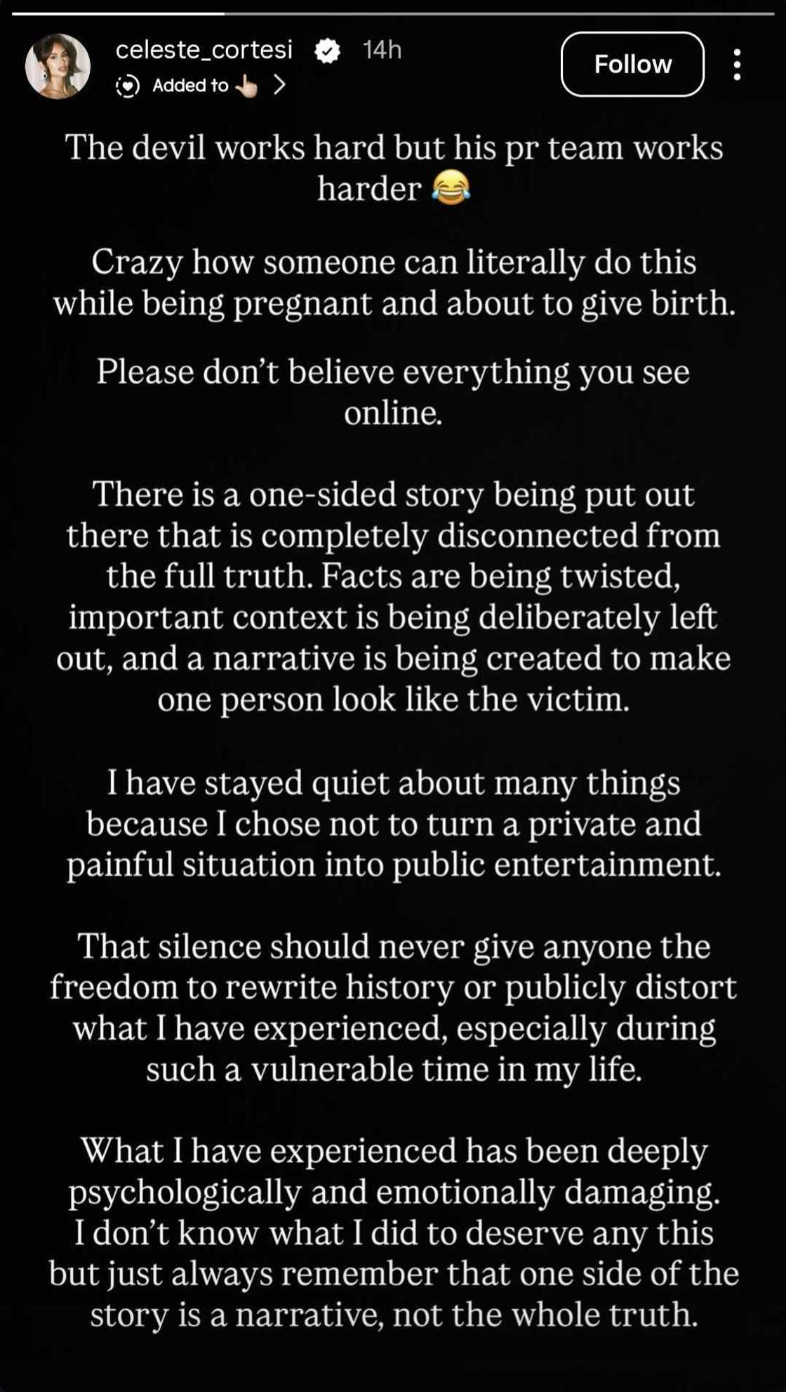 Celeste Cortesi, nagpakawala ng cryptic post patungkol sa "one-sided story" Celeste Cortesi, nagpakawala ng cryptic post patungkol sa "one-sided story"