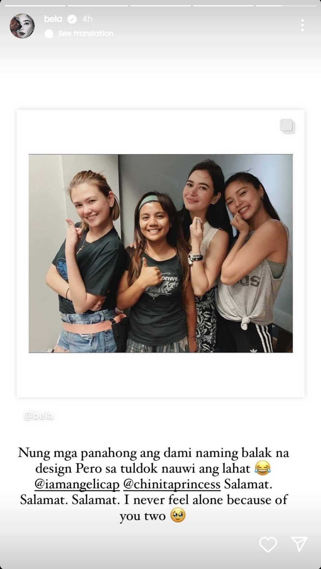 Bela Padilla, may madamdaming mensahe kina Kim Chiu at Angelica Panganiban Bela Padilla, may madamdaming mensahe kina Kim Chiu at Angelica Panganiban