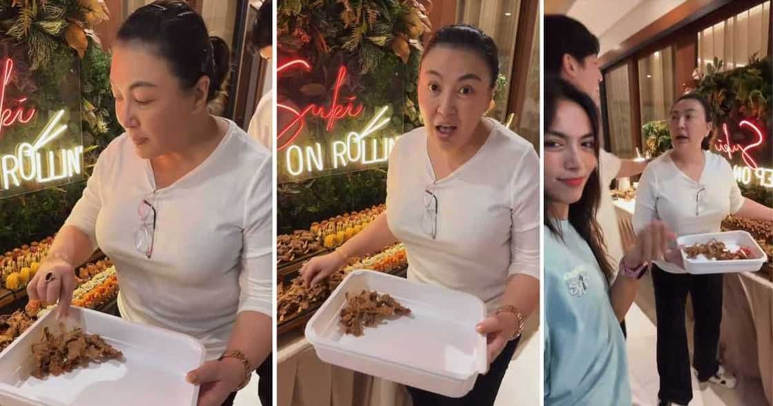 Video ni Sharon Cuneta na nagbabalot ng pagkain sa birthday celebration ni Gian Sotto, kinaaliwan