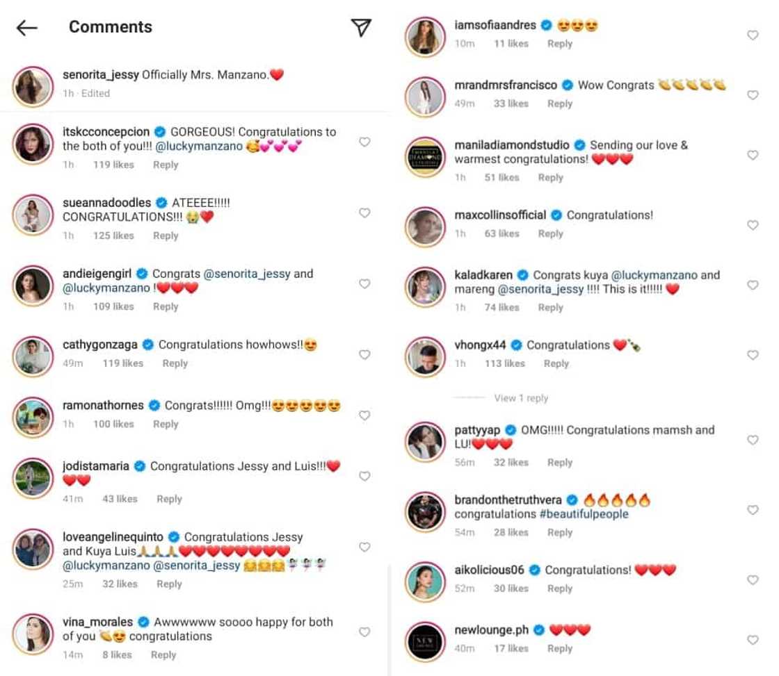 Celebrities congratulate Jessy Mendiola and Luis Manzano on their intimate wedding Celebrities congratulate Jessy Mendiola and Luis Manzano on their intimate wedding