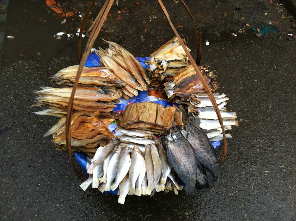 Smoked fish in the market