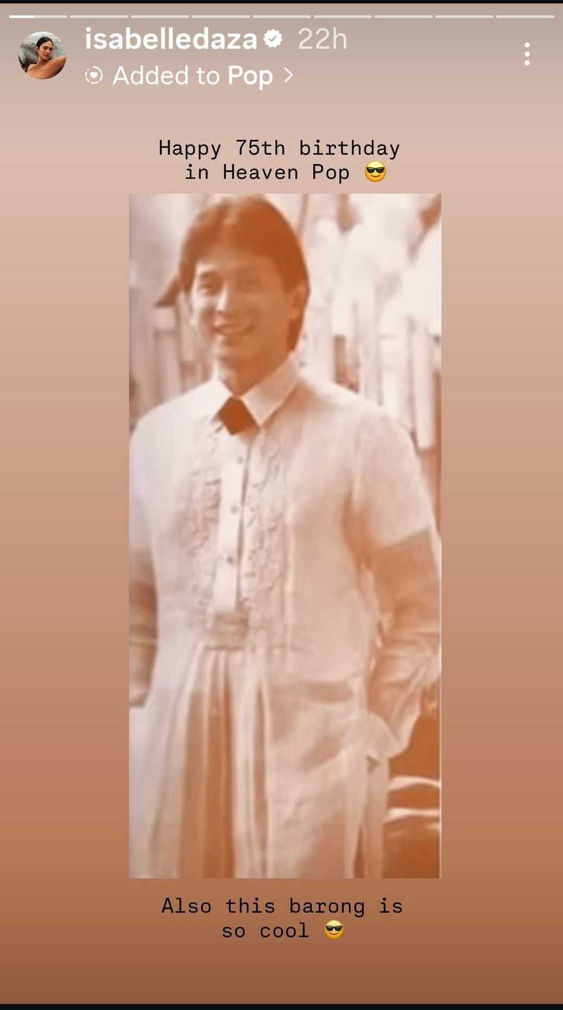 Isabelle Daza, inalala ang amang si Bong Daza sa ika-75 kaarawan nito Isabelle Daza, inalala ang amang si Bong Daza sa ika-75 kaarawan nito