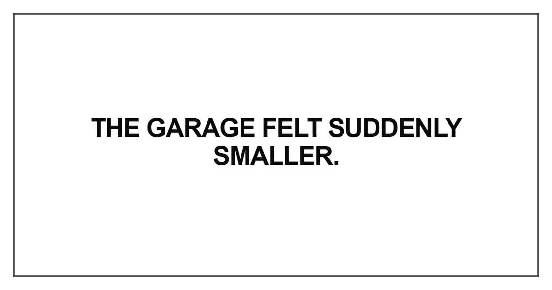 The garage felt suddenly smaller The garage felt suddenly smaller