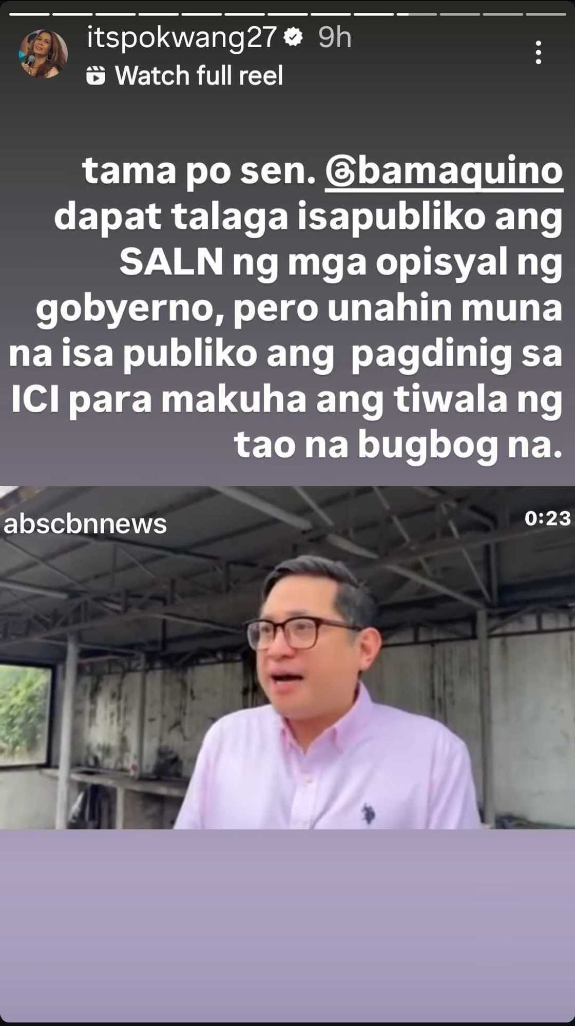 Pokwang urges government to open ICI hearings to the public, backs Bam Aquino’s stand on SALN Pokwang urges government to open ICI hearings to the public, backs Bam Aquino’s stand on SALN