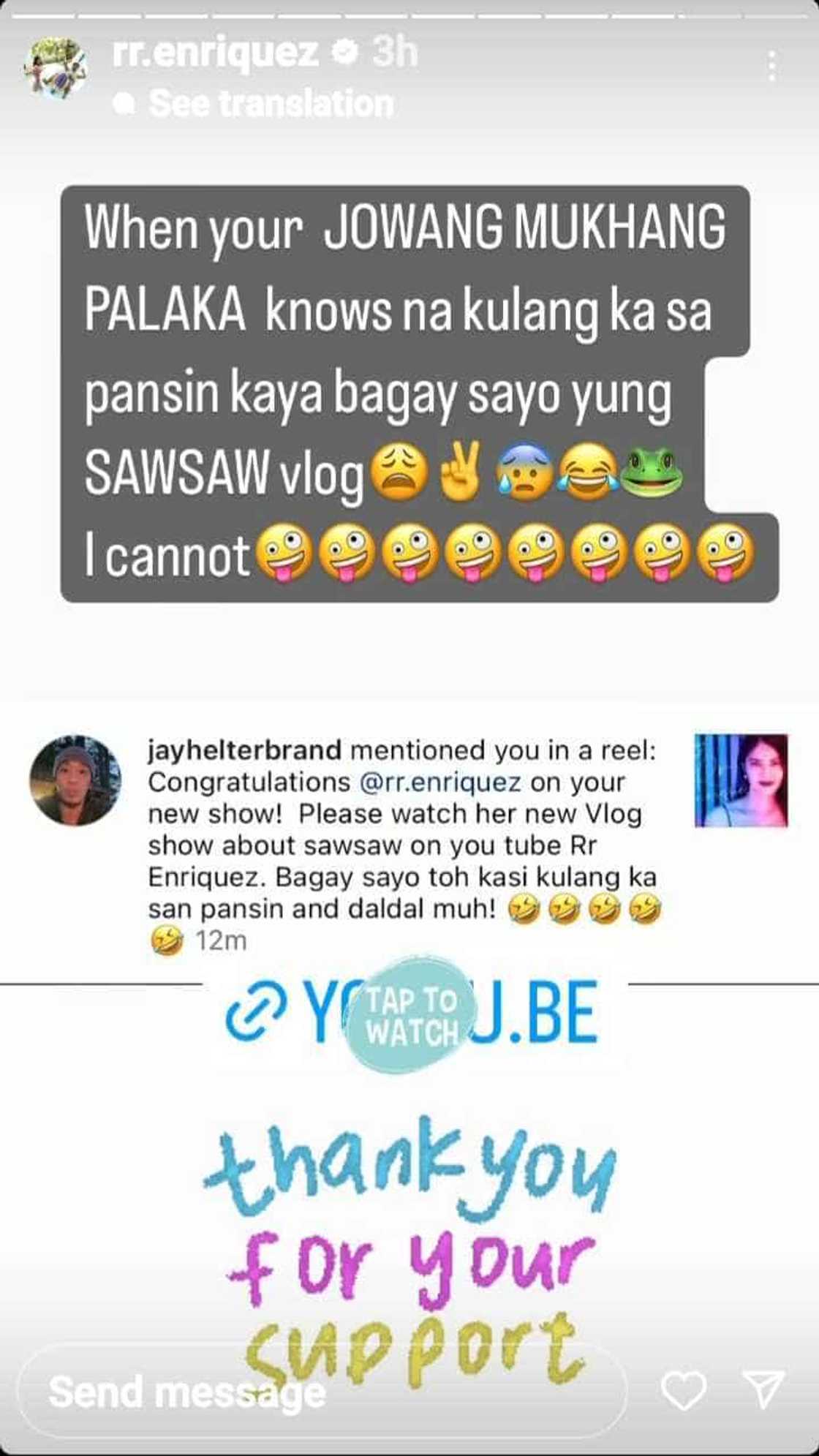 Jayjay Helterbrand, kwelang nag-promote ng vlog ni RR Enriquez: “Bagay sayo ‘to kasi kulang ka sa pansin” Jayjay Helterbrand, kwelang nag-promote ng vlog ni RR Enriquez: “Bagay sayo ‘to kasi kulang ka sa pansin”