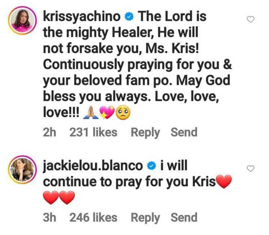 Celebs, nag-react sa update ni Kris Aquino ukol sa kanyang kalusugan: “Praying for you” Celebs, nag-react sa update ni Kris Aquino ukol sa kanyang kalusugan: “Praying for you”