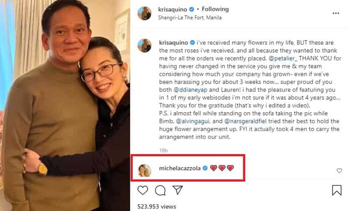 James Yap’s partner Michela expresses love for Kris Aqunio’s post with her fiancé James Yap’s partner Michela expresses love for Kris Aqunio’s post with her fiancé
