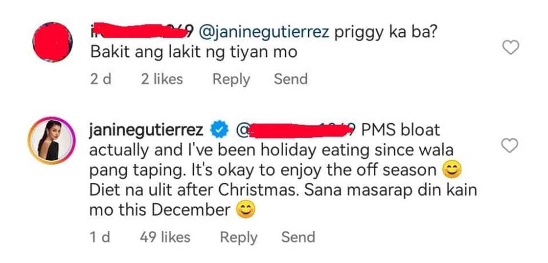 Janine Gutierrez, prinangka ang nagtanong kung bakit lumaki ang tiyan niya