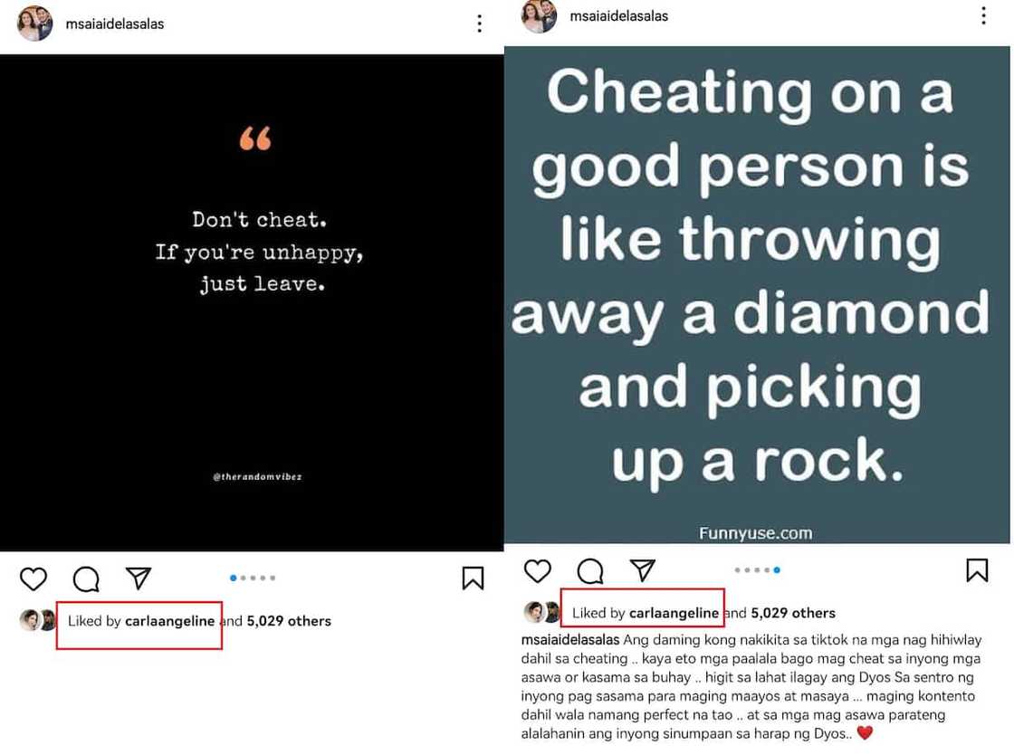 Carla Abellana, ni-like ang post ni Ai-Ai Delas Alas ukol sa cheating Carla Abellana, ni-like ang post ni Ai-Ai Delas Alas ukol sa cheating