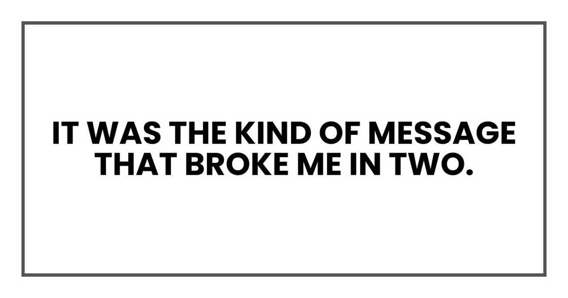 it was the kind of message that broke me in two.
