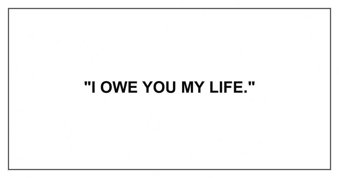 "I owe you my life." "I owe you my life."
