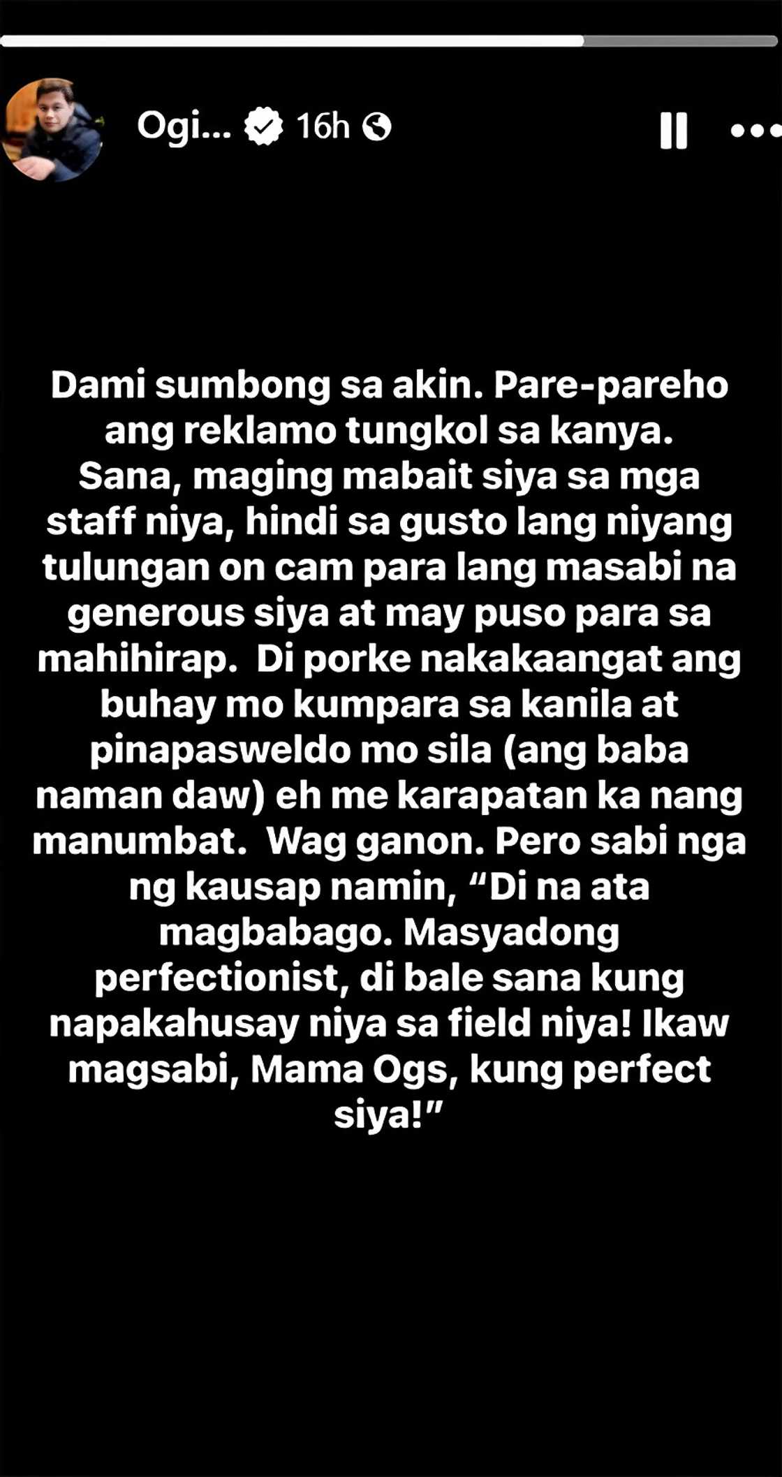 Ogie Diaz, nagpatutsada ukol sa isang di-pinangalanang tao: “Pare-pareho reklamo tungkol sa kanya” Ogie Diaz, nagpatutsada ukol sa isang di-pinangalanang tao: “Pare-pareho reklamo tungkol sa kanya”