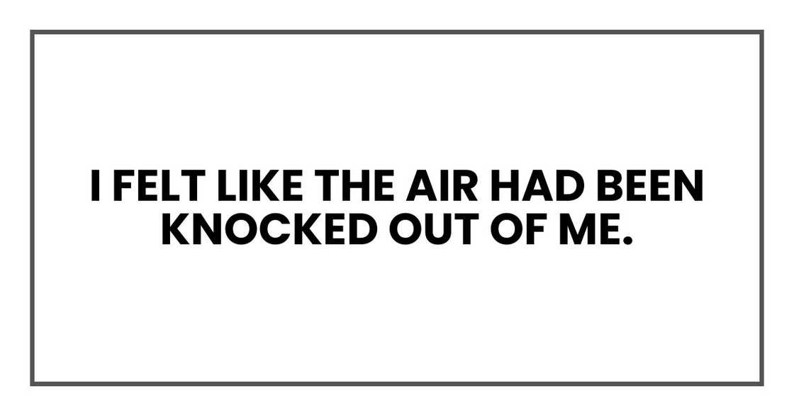 I felt like the air had been knocked out of me. I felt like the air had been knocked out of me.