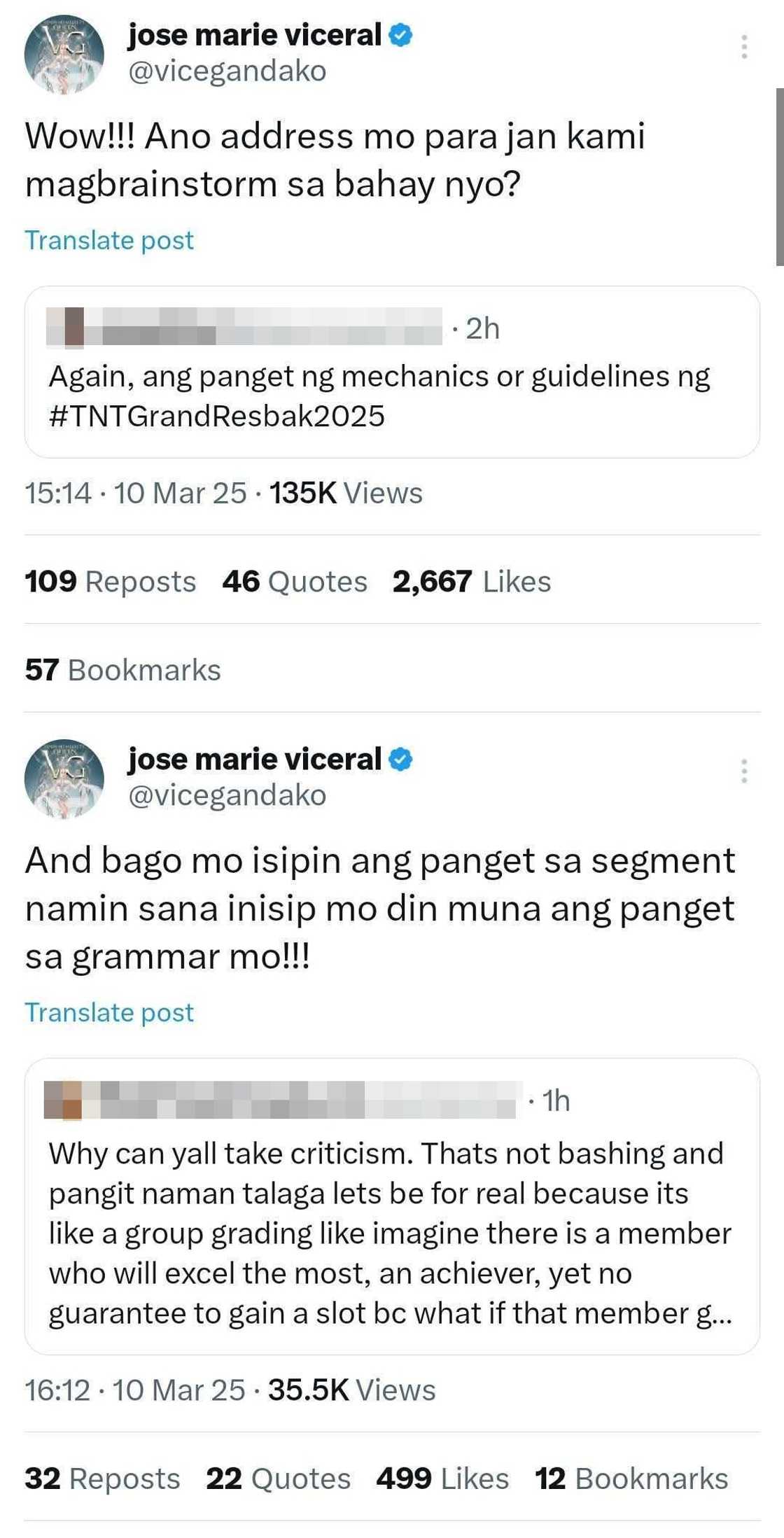 Vice Ganda, sinupalpal ang mga nang-bash sa 'guidelines' ng 'TNT Grand Resbak 2025'