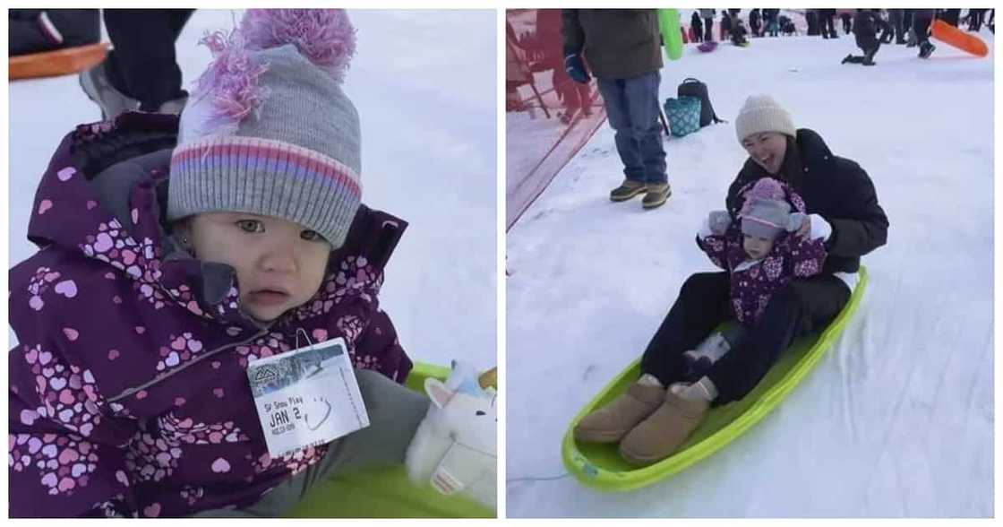 Video of Baby Amila's first sledding experience goes viral Video of Baby Amila's first sledding experience goes viral
