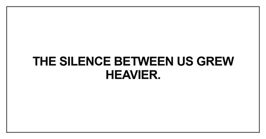 The silence between us grew heavier The silence between us grew heavier