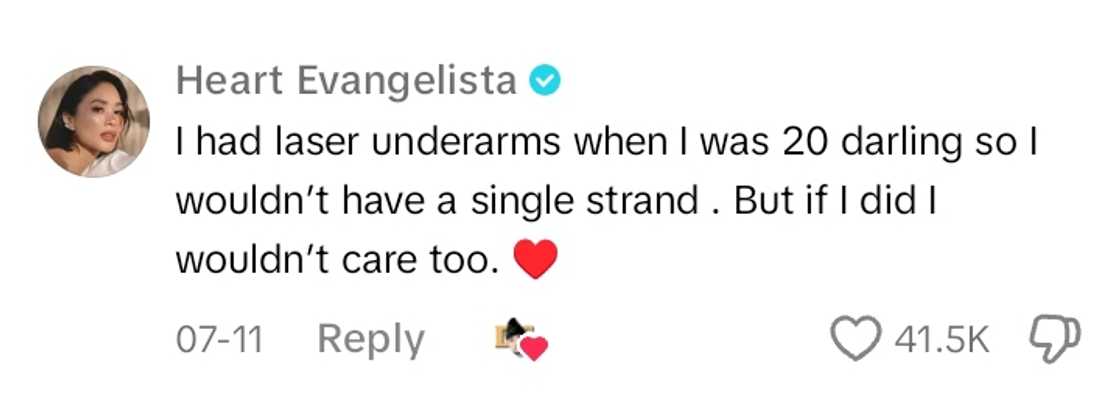 Heart Evangelista, sinagot ang komento sa video kung saan sinasabing may buhok daw sa kili-kili Heart Evangelista, sinagot ang komento sa video kung saan sinasabing may buhok daw sa kili-kili