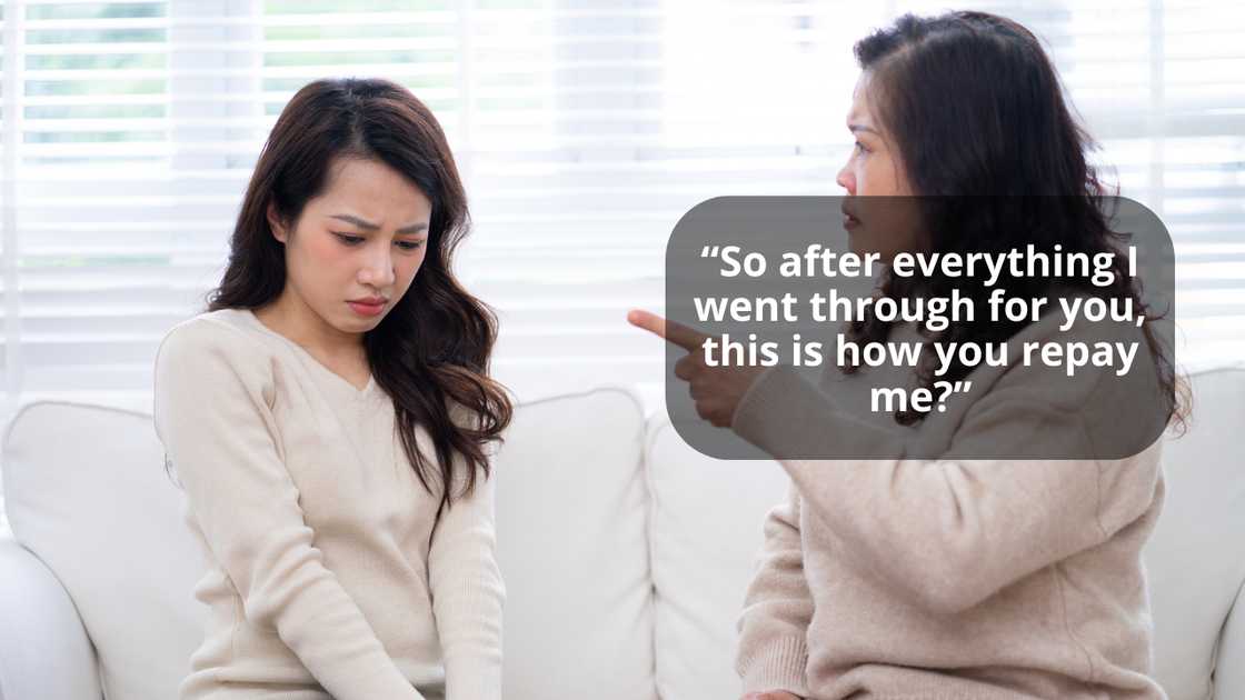 A mother and daughter arguing