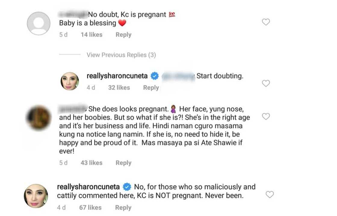 Sharon Cuneta reveals truth about the rumors that KC Concepcion is pregnant