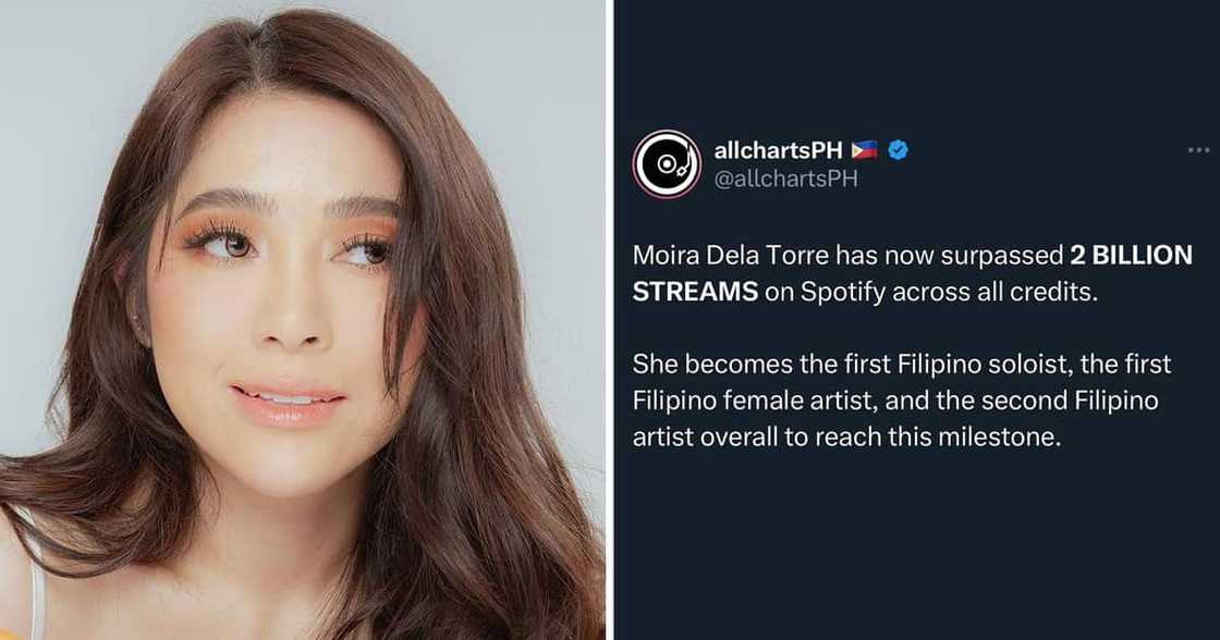 Moira dela Torre, proud na shinare achievement bilang unang Pinoy naka-2 billion streams sa Spotify Moira dela Torre, proud na shinare achievement bilang unang Pinoy naka-2 billion streams sa Spotify