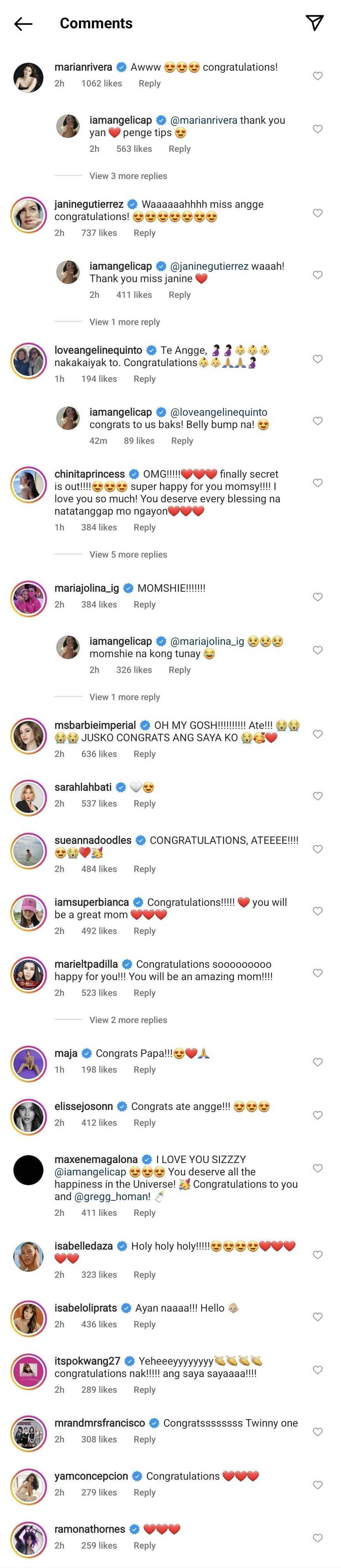 Celebrities react to Angelica Panganiban's pregnancy reveal on social media Celebrities react to Angelica Panganiban's pregnancy reveal on social media